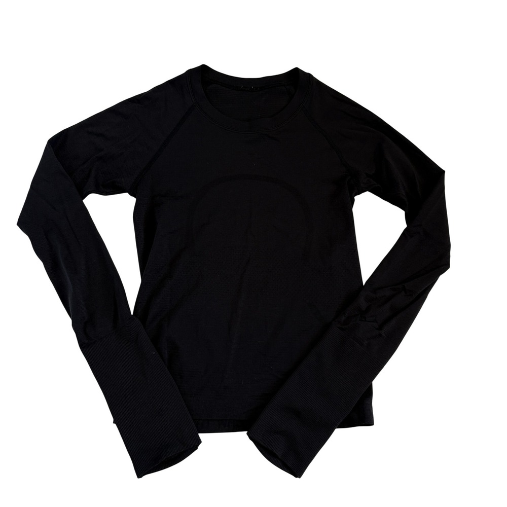 Lululemon Swiftly Tech Long Sleeve 2.0 Black Crewneck Workout Top Size 2